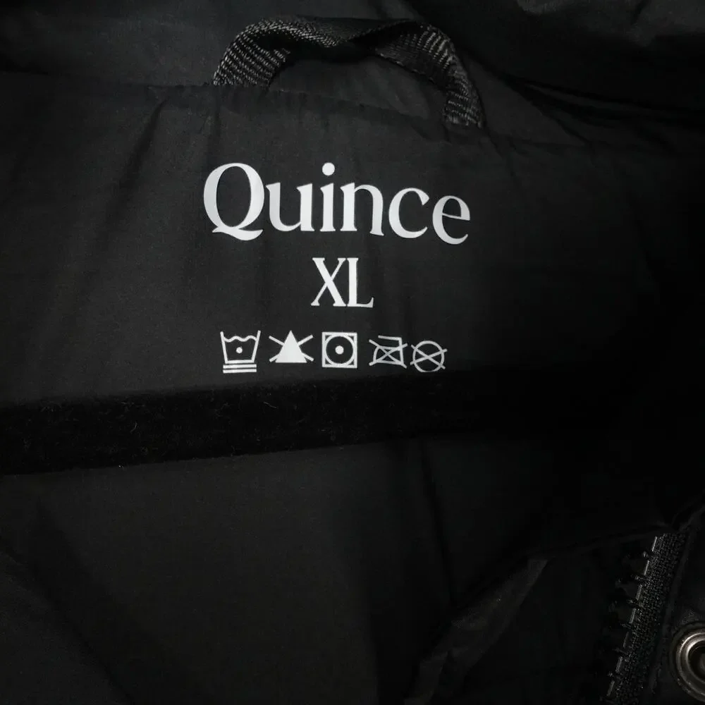 Damaged Quince Women's XL Responsible Down Long Puffer Jacket Hooded Black $200